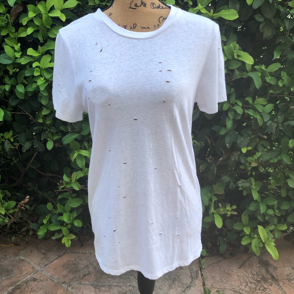 White distressed tee
